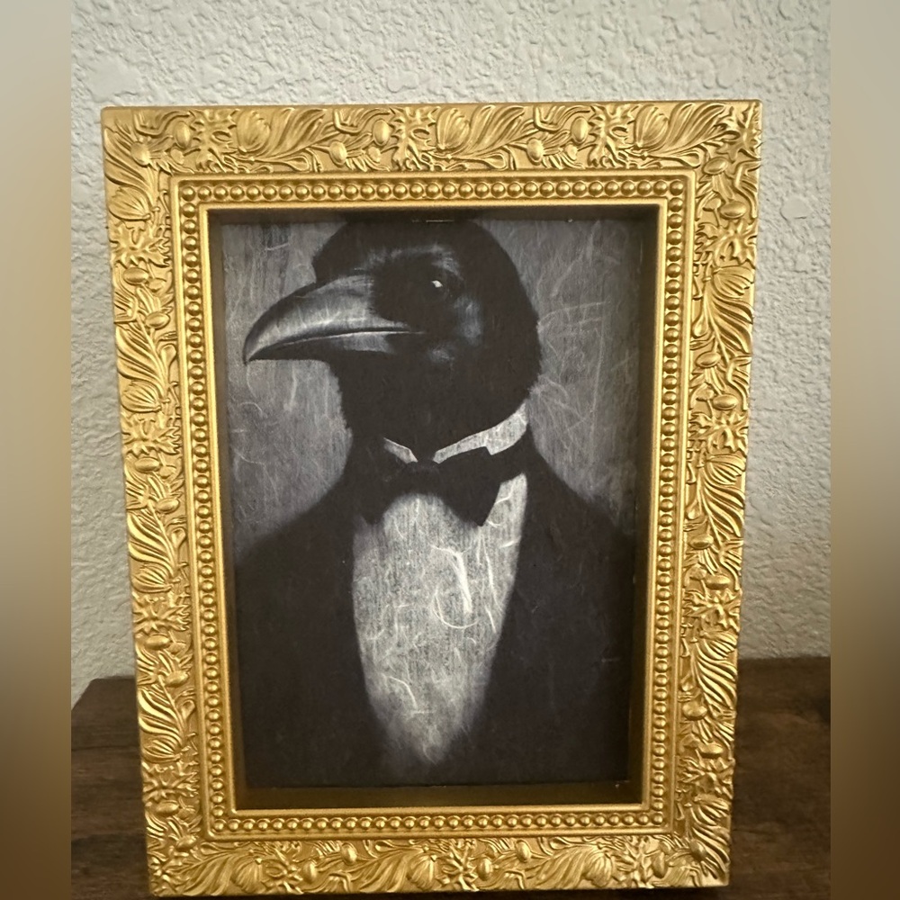 Gold Framed Raven Portrait